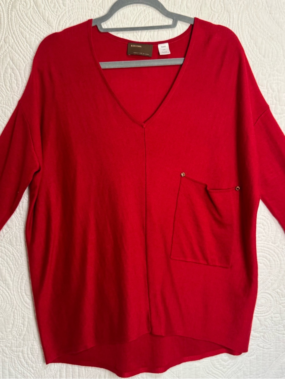Kerisma Raven Oversized V-Neck Knit Sweater Red 
Size S/M